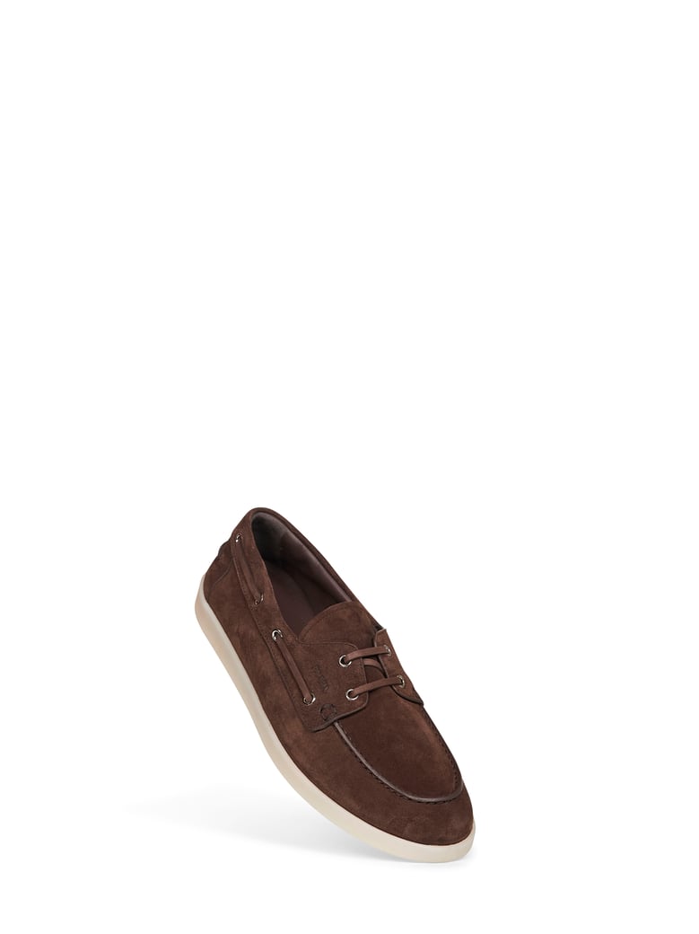 dark brown suede boat shoes by Selfnex