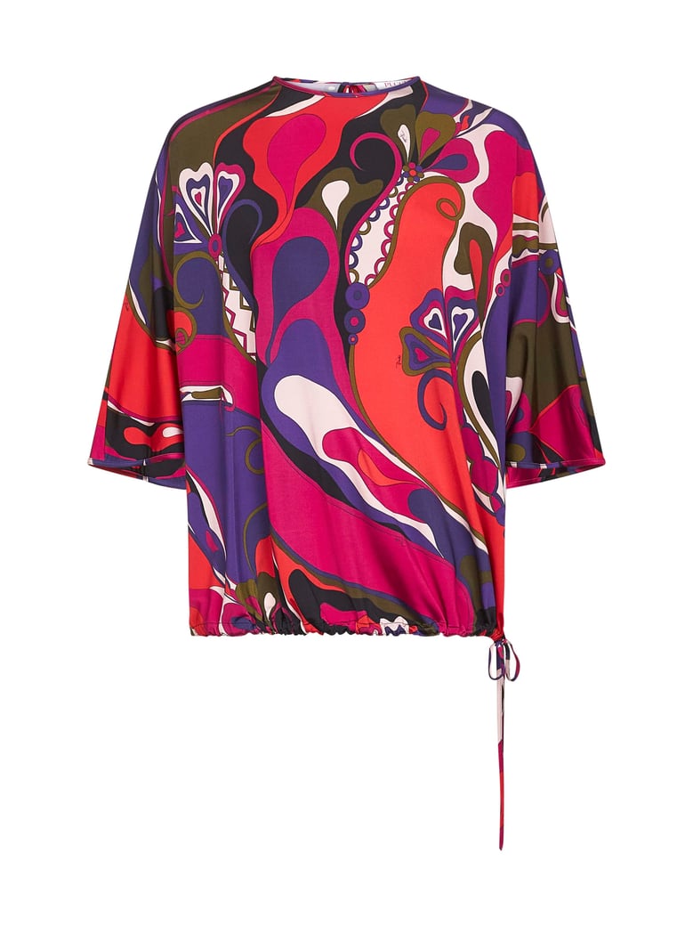 orchidee print stretch viscose cape blouse by Selfnex