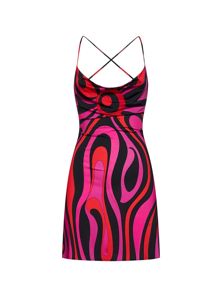 mini dress marmo print fuchsia/black by Selfnex