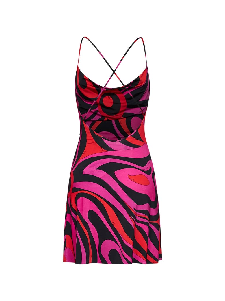 mini dress marmo print fuchsia/black by Selfnex