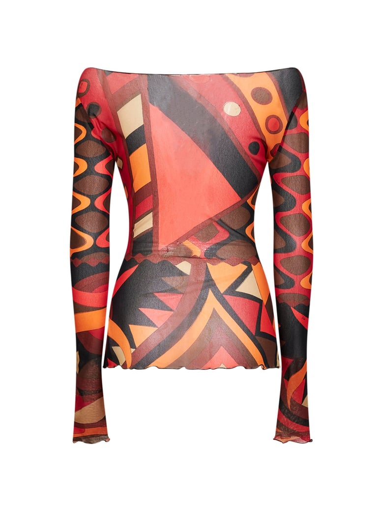 tulle top vivara print orange/black by Selfnex