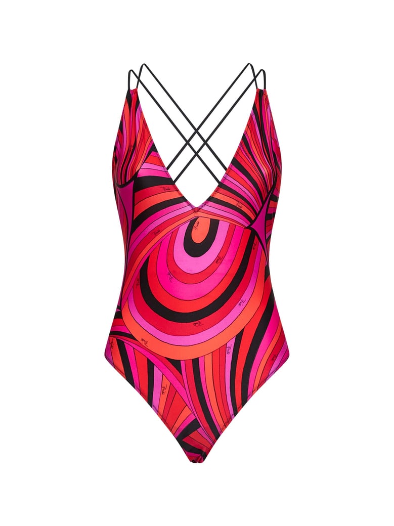 one-piece swimsuit iride print fuchsia/black by Selfnex