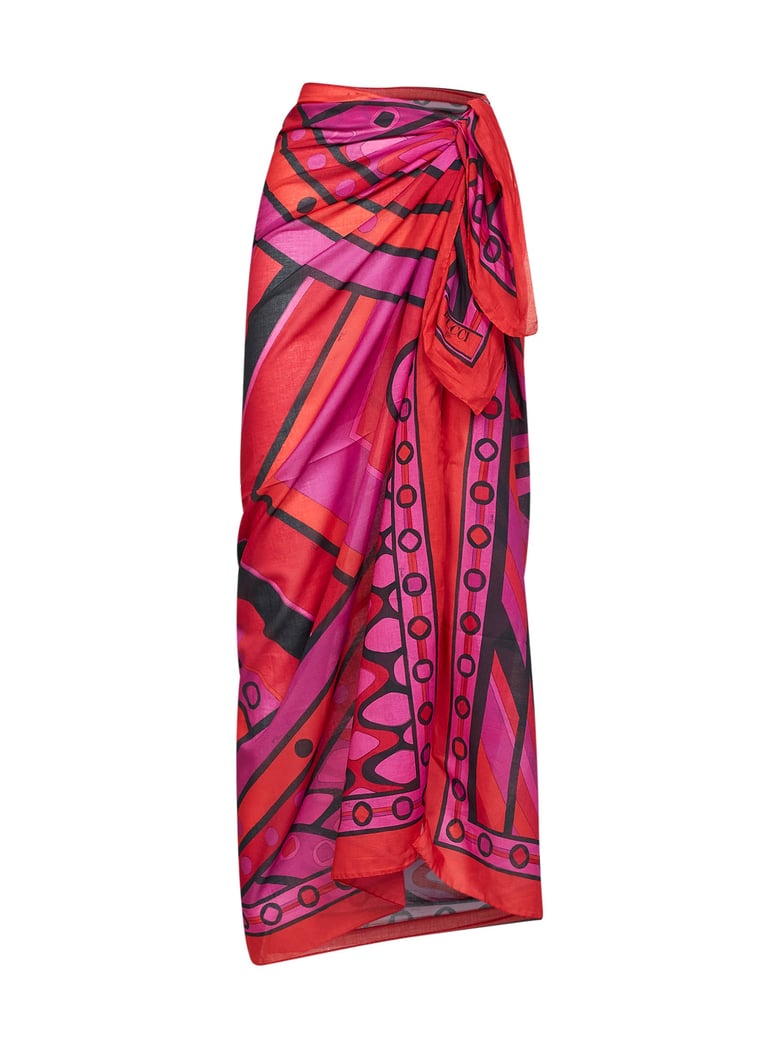 cotton sarong vivara-print fuchsia/black by Selfnex