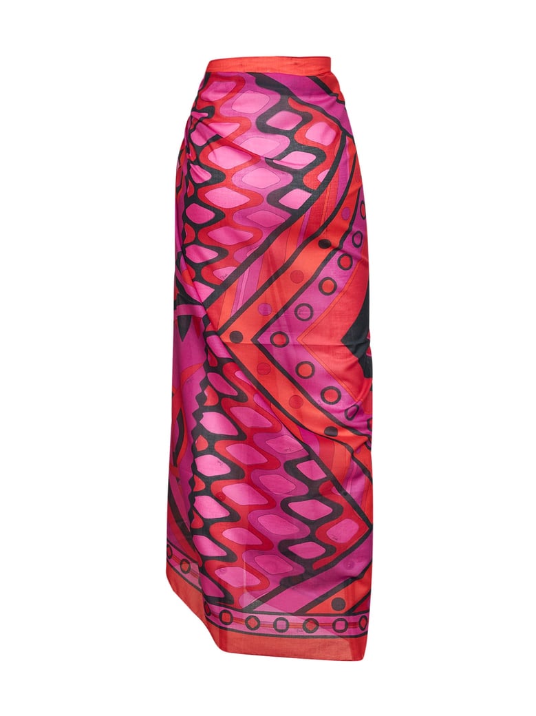 cotton sarong vivara-print fuchsia/black by Selfnex