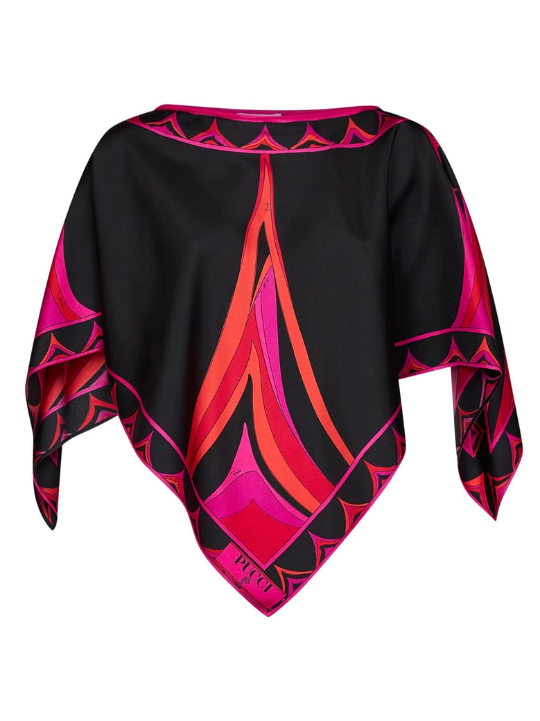 kaftan top fari print silk fuchsia/black by Selfnex