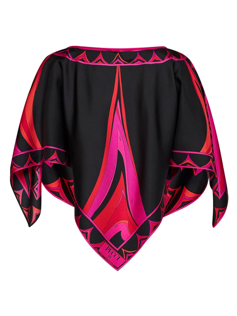 kaftan top fari print silk fuchsia/black by Selfnex