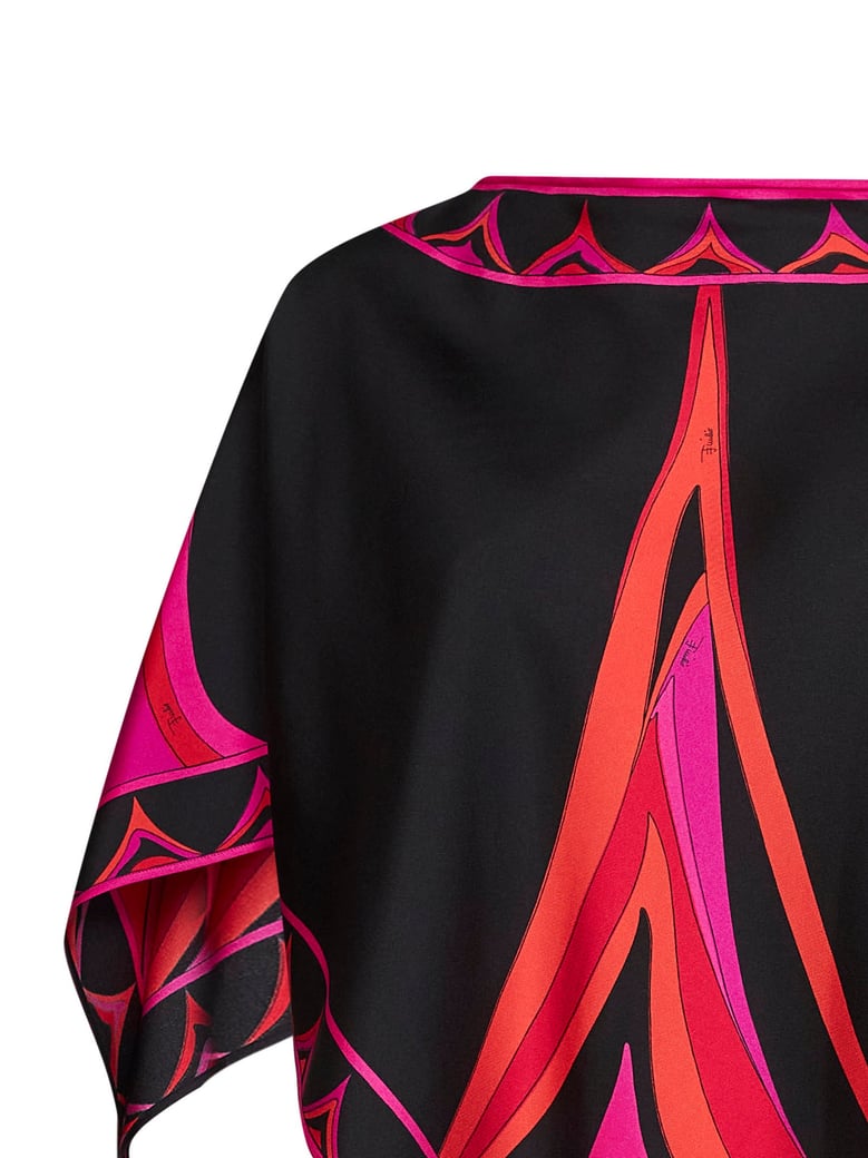 kaftan top fari print silk fuchsia/black by Selfnex