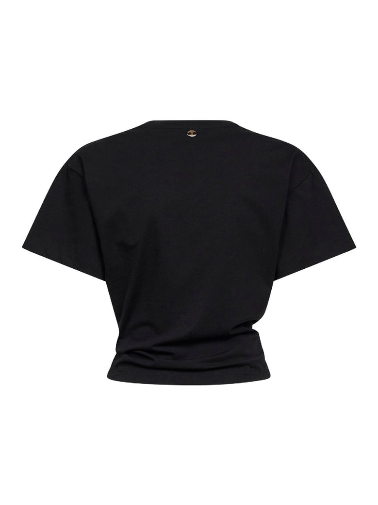 black cropped t-shirt with piercing detail by Selfnex