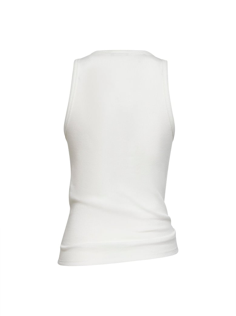 white ribbed stretch cotton tank top by Selfnex