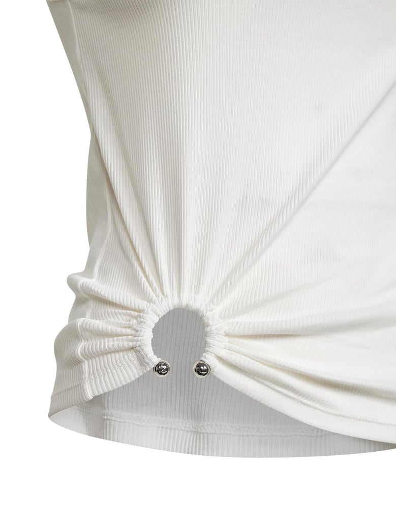 white ribbed stretch cotton tank top by Selfnex
