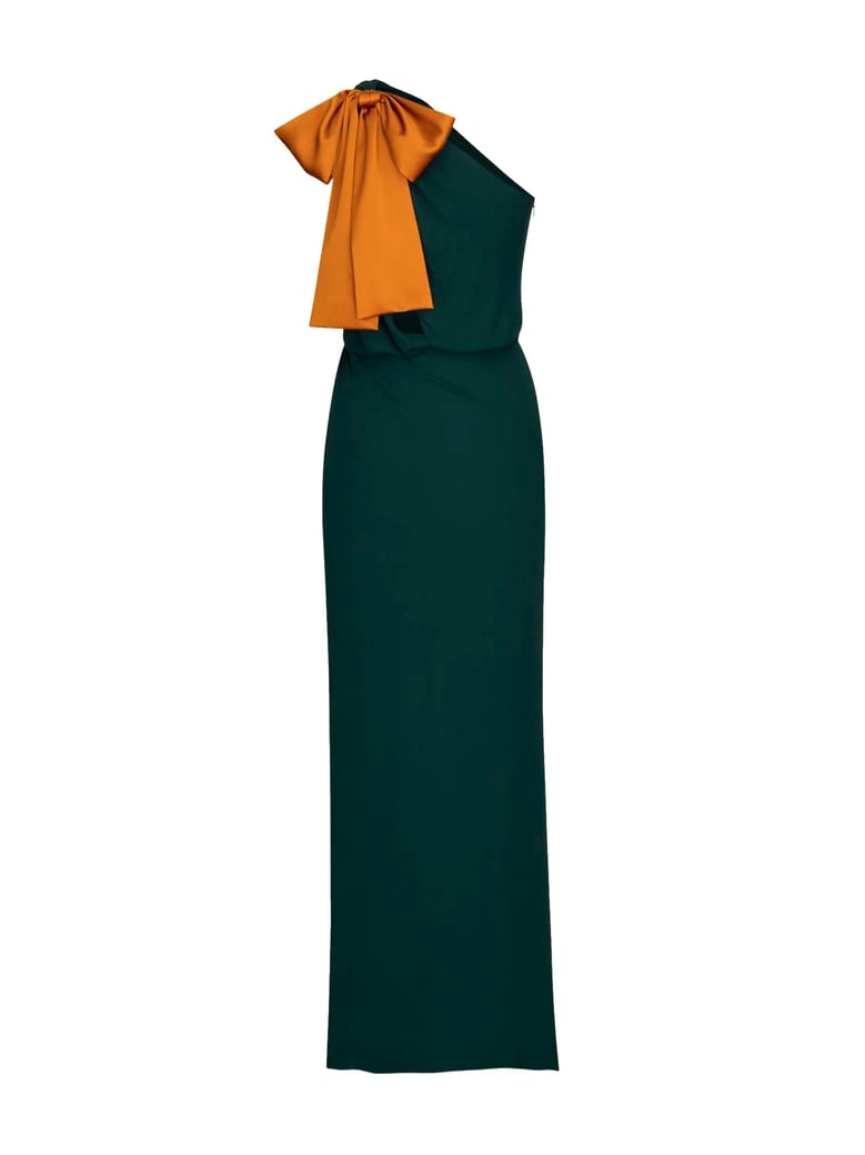 emerald silk crepe muslin maxi dress by Selfnex