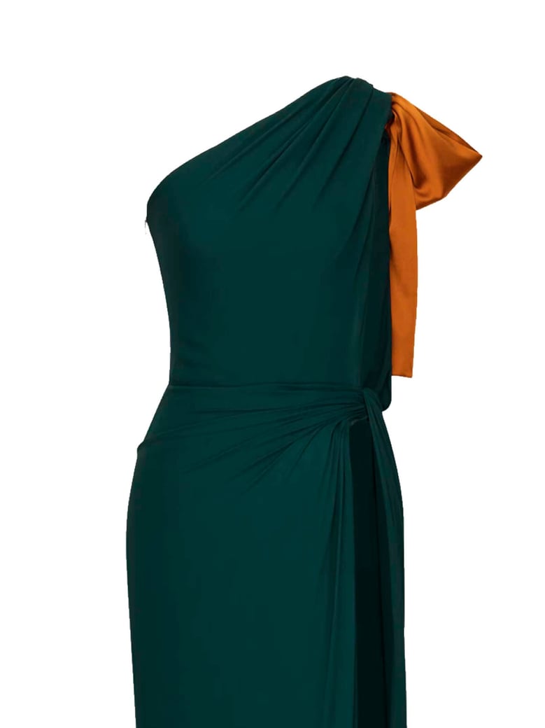 emerald silk crepe muslin maxi dress by Selfnex