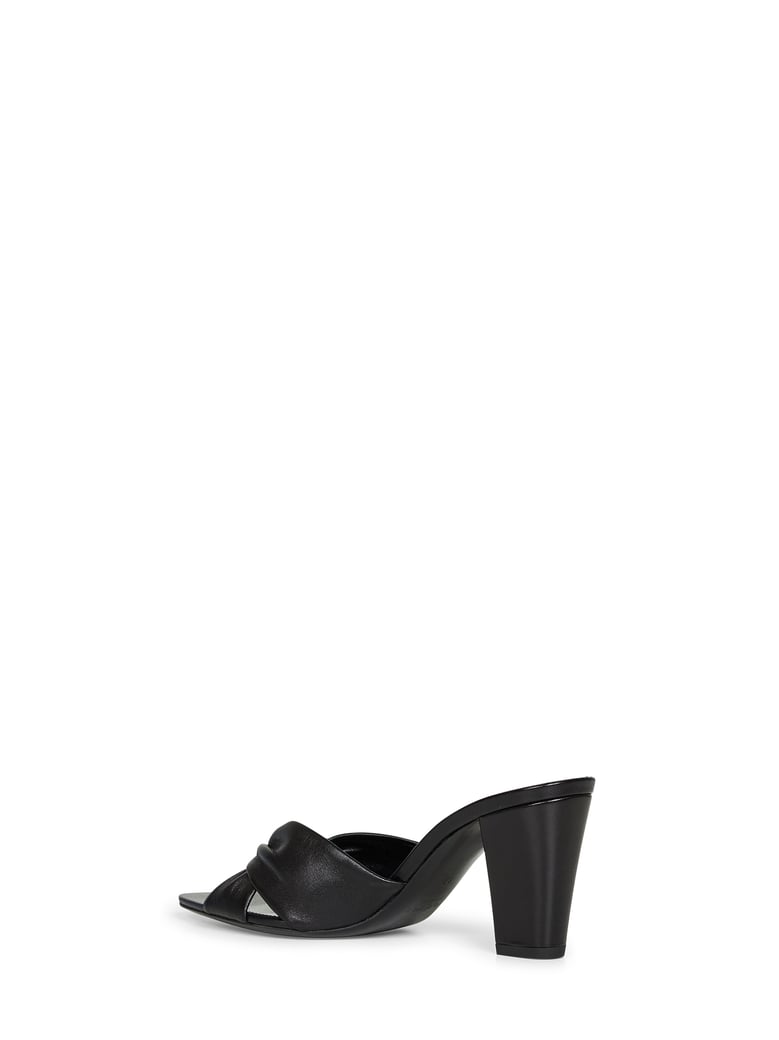 black nappa leather franciane mule sandals by Selfnex