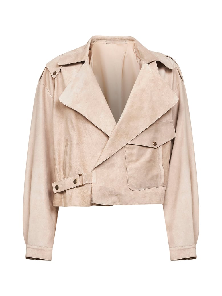 sand suede biker jacket by Selfnex