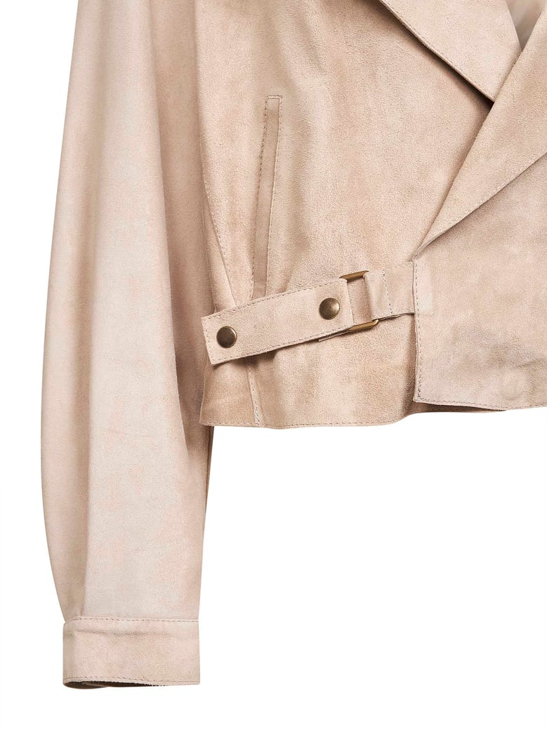 sand suede biker jacket by Selfnex