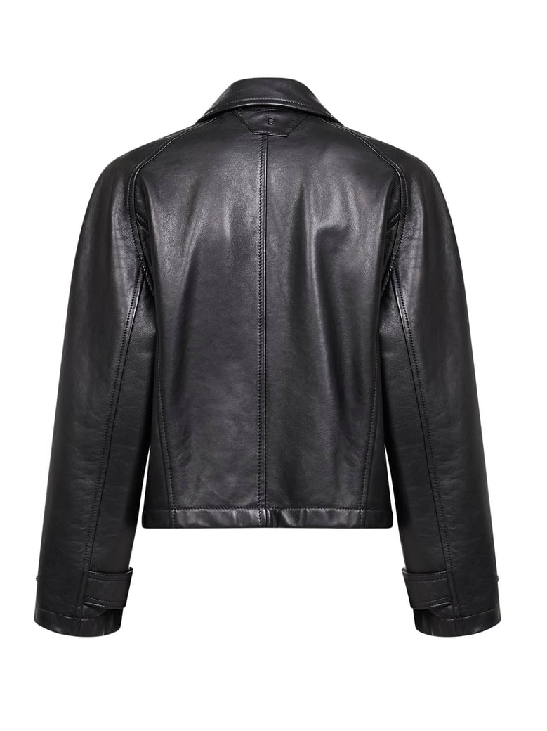 black plongè nappa leather jacket by Selfnex