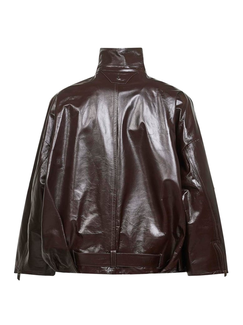 brown sheen nappa leather jacket by Selfnex