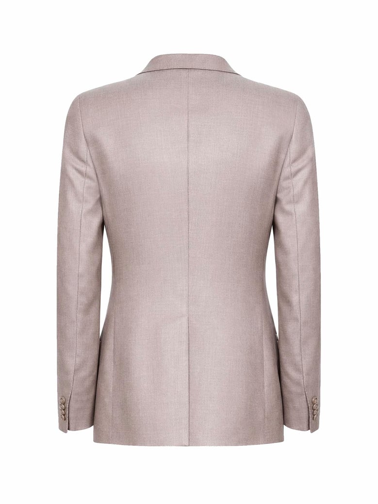 double-breasted blazer beige wool-silk-linen by Selfnex