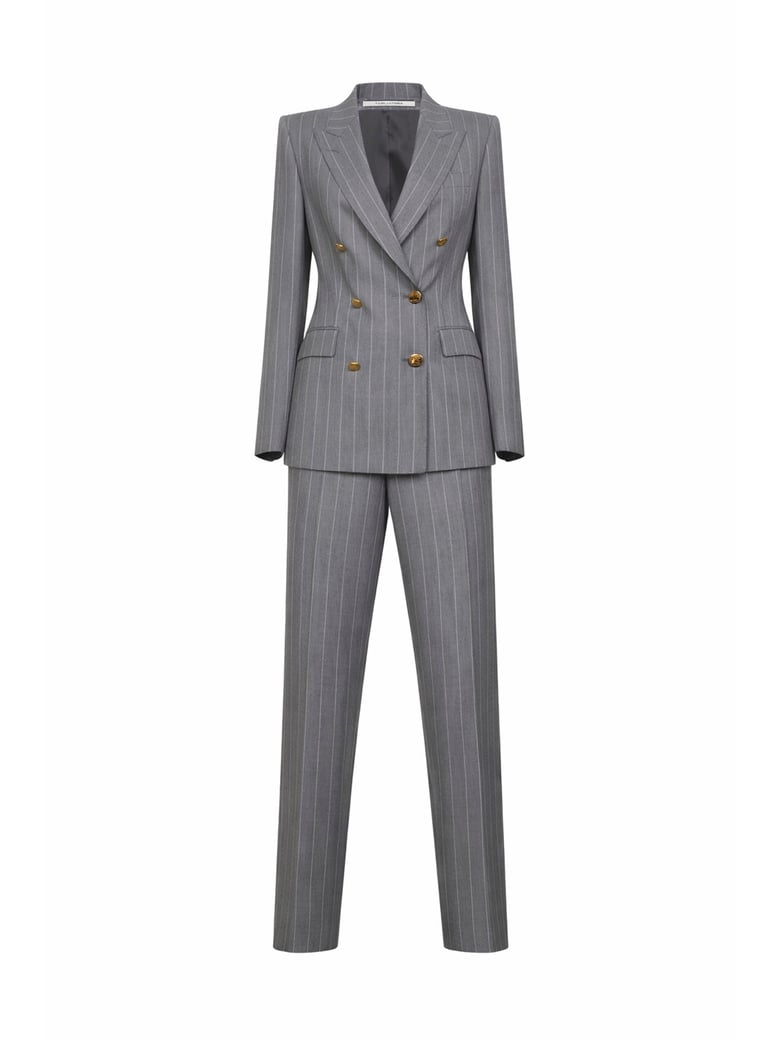 double-breasted pinstriped suit, grey virgin wool by Selfnex