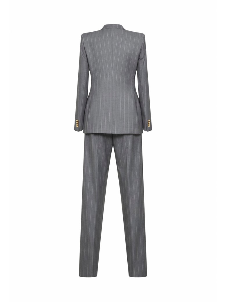 double-breasted pinstriped suit, grey virgin wool by Selfnex