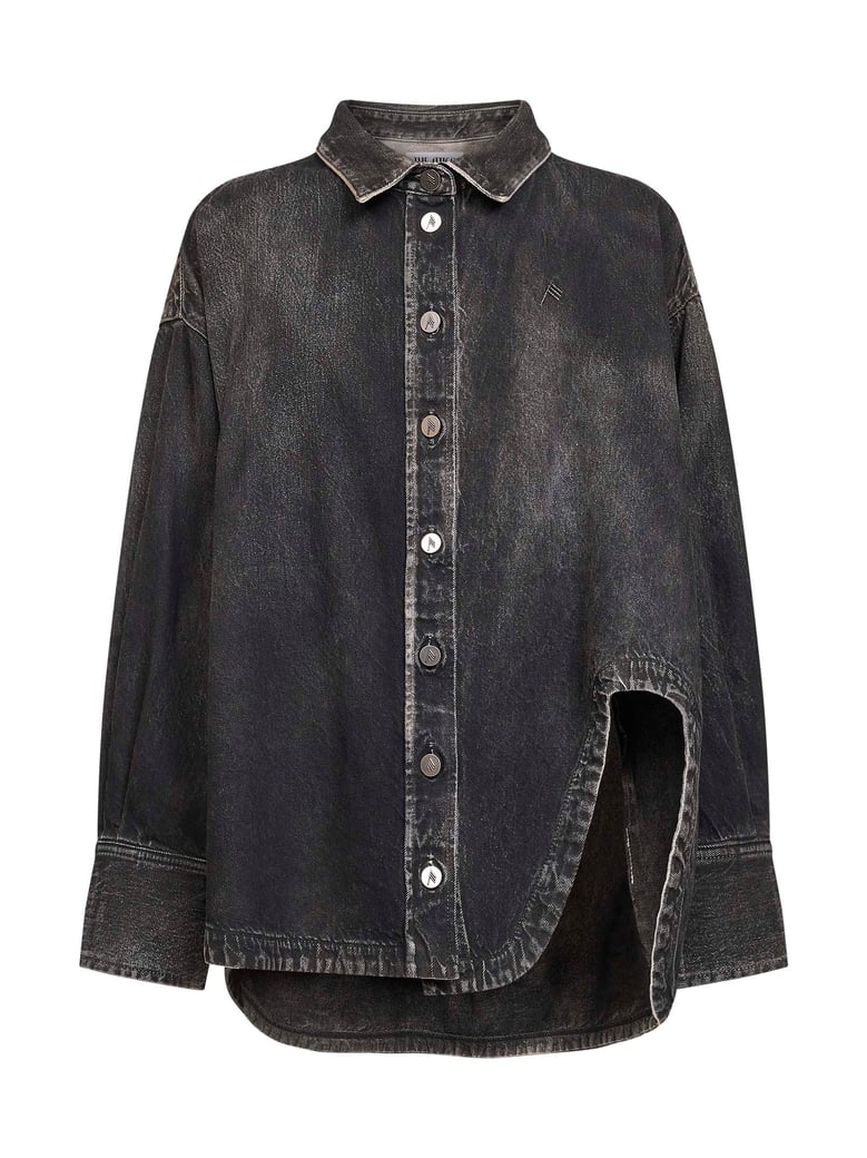 black denim shirt jacket by Selfnex