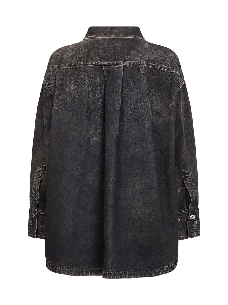 black denim shirt jacket by Selfnex