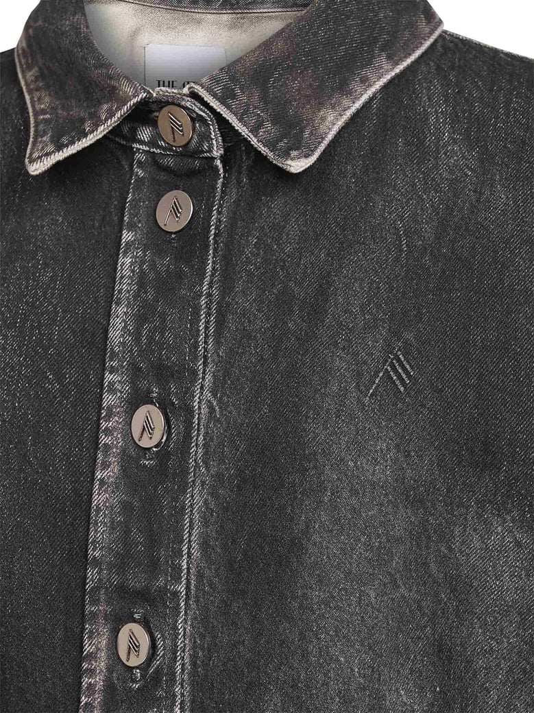 black denim shirt jacket by Selfnex