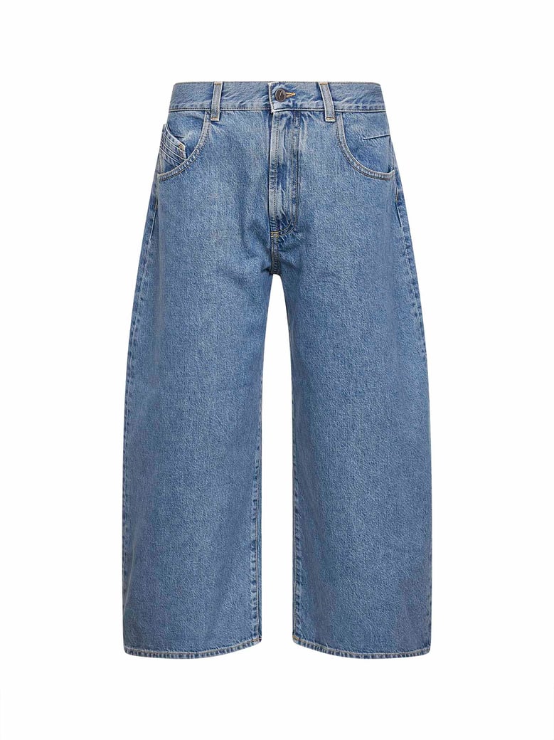 sky blue cropped wide leg jeans by Selfnex