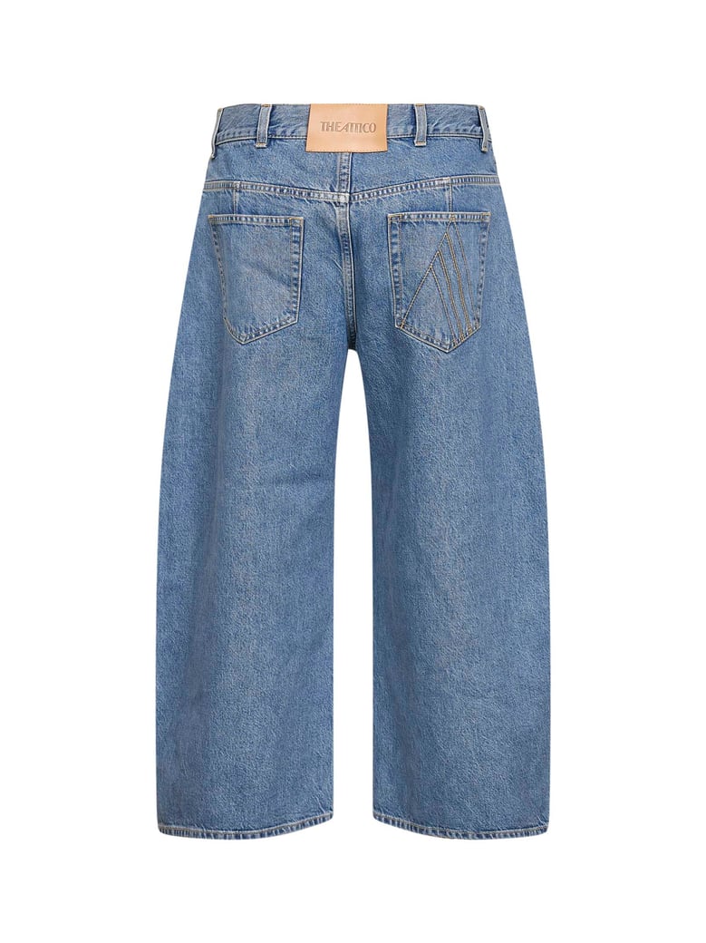 sky blue cropped wide leg jeans by Selfnex