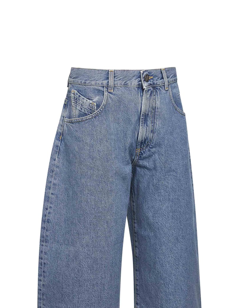 sky blue cropped wide leg jeans by Selfnex