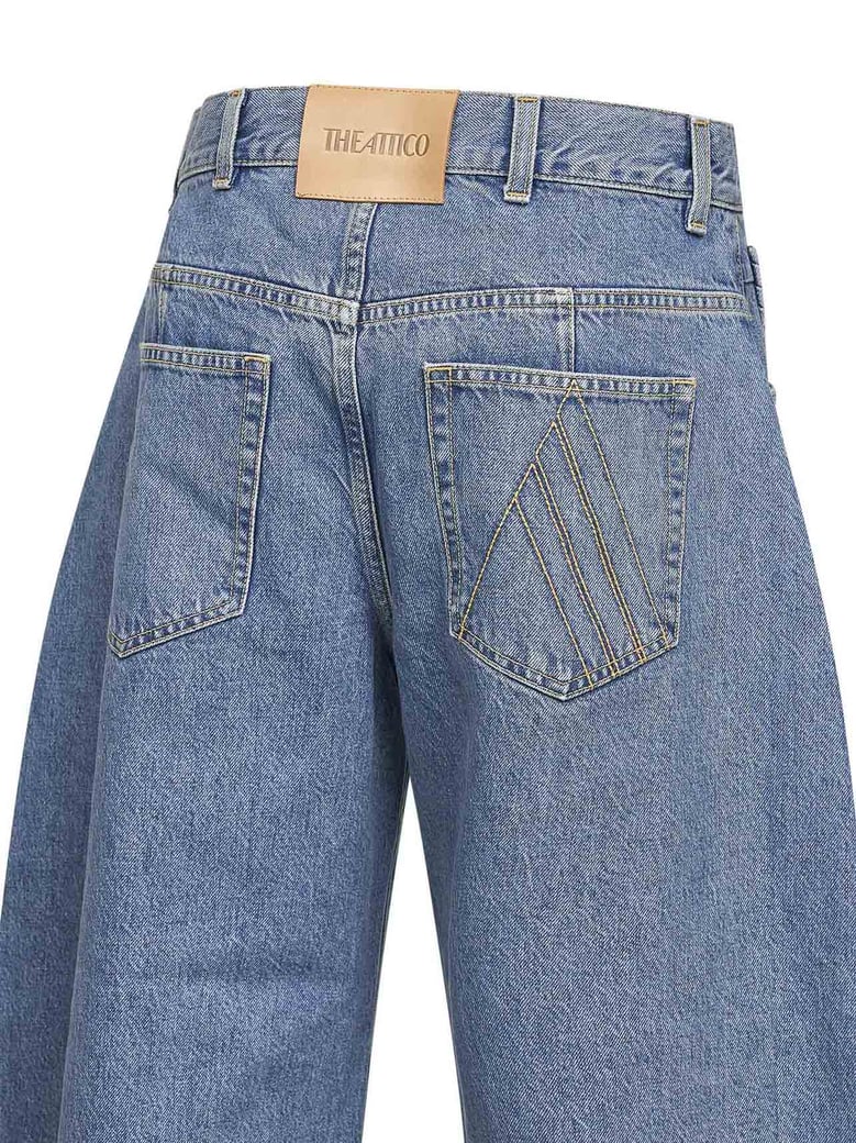 sky blue cropped wide leg jeans by Selfnex