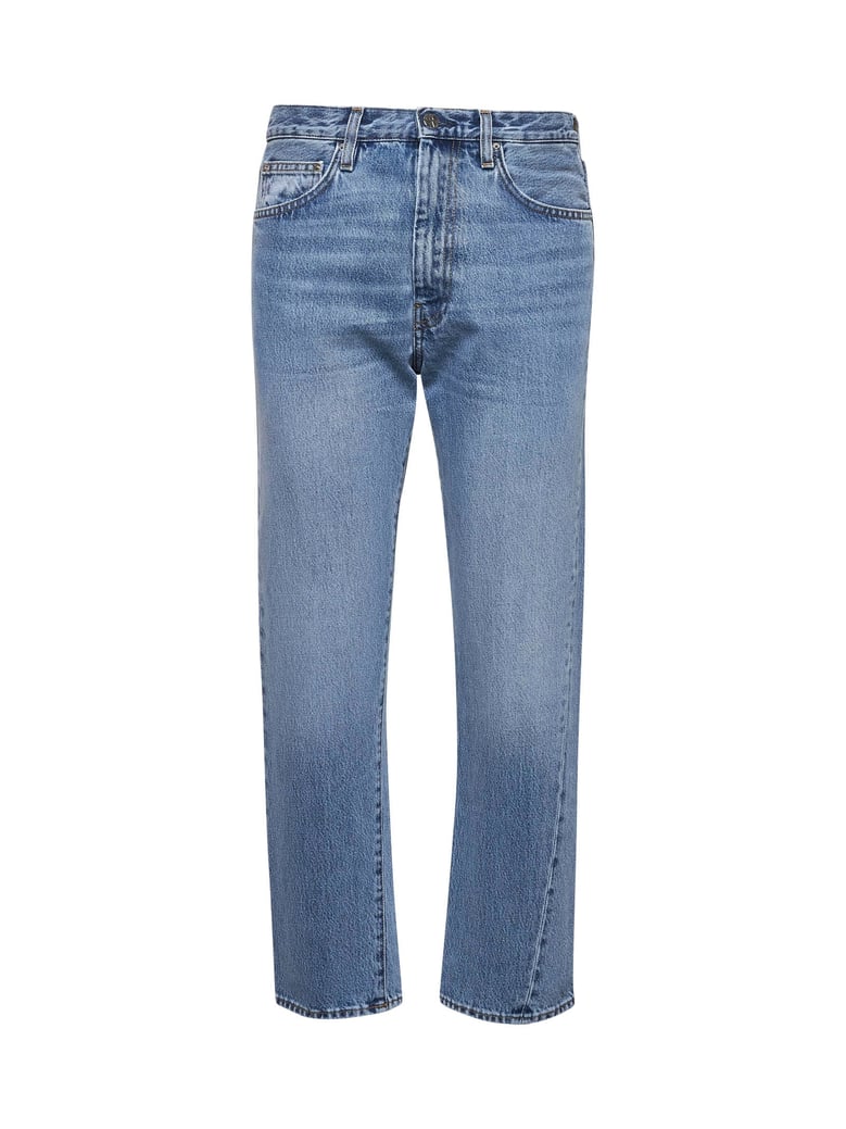light blue denim twisted jeans by Selfnex