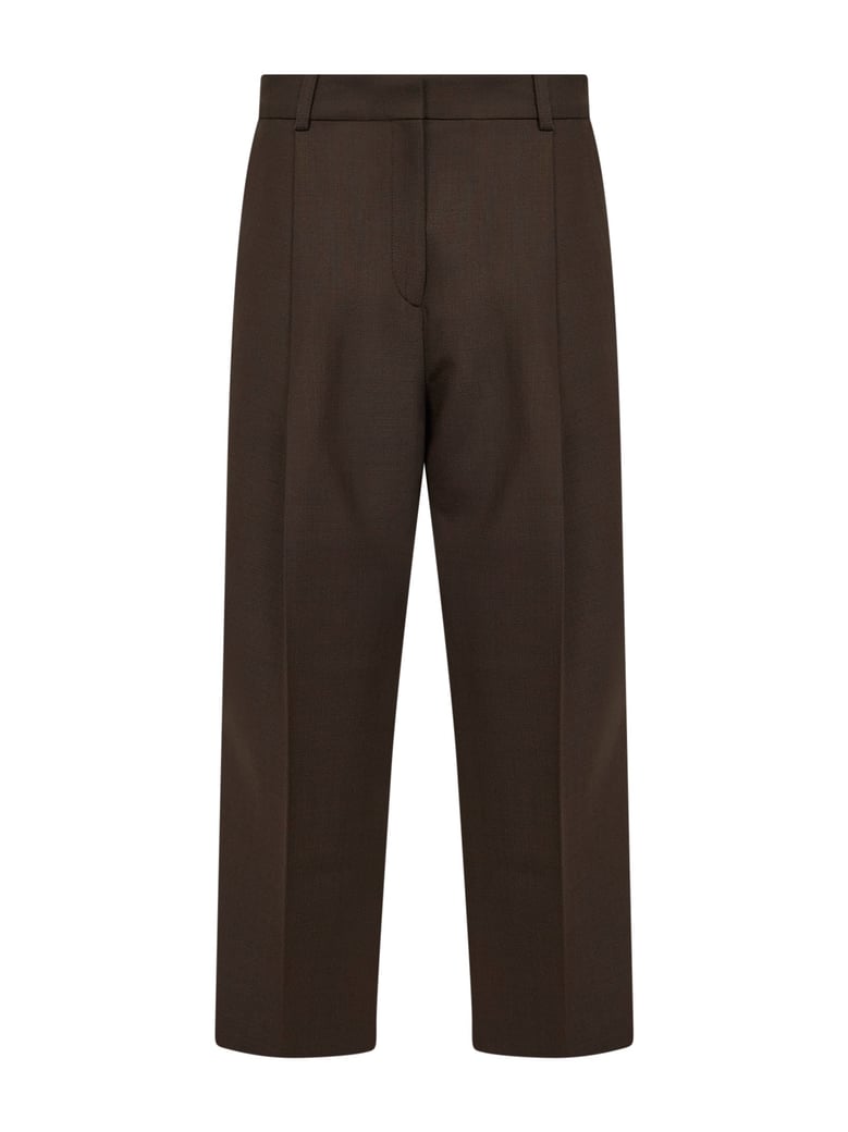 bark stretch wool blend straight trousers by Selfnex