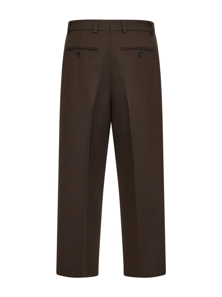 bark stretch wool blend straight trousers by Selfnex