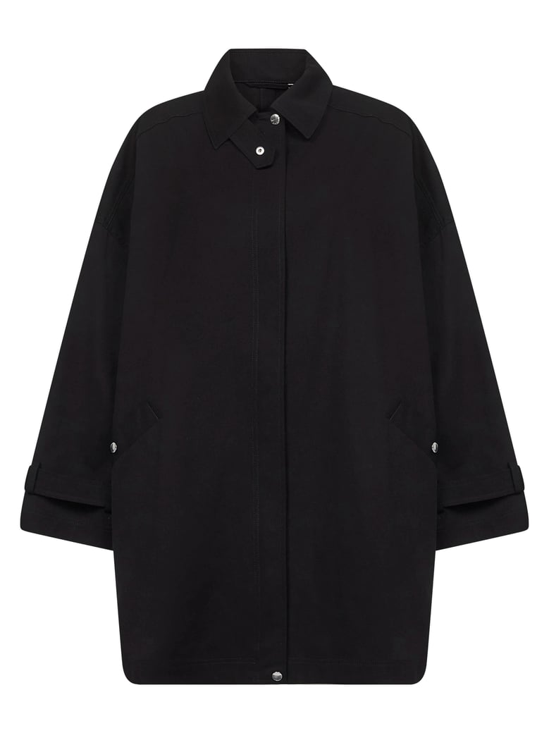 black organic cotton oversized trench jacket by Selfnex