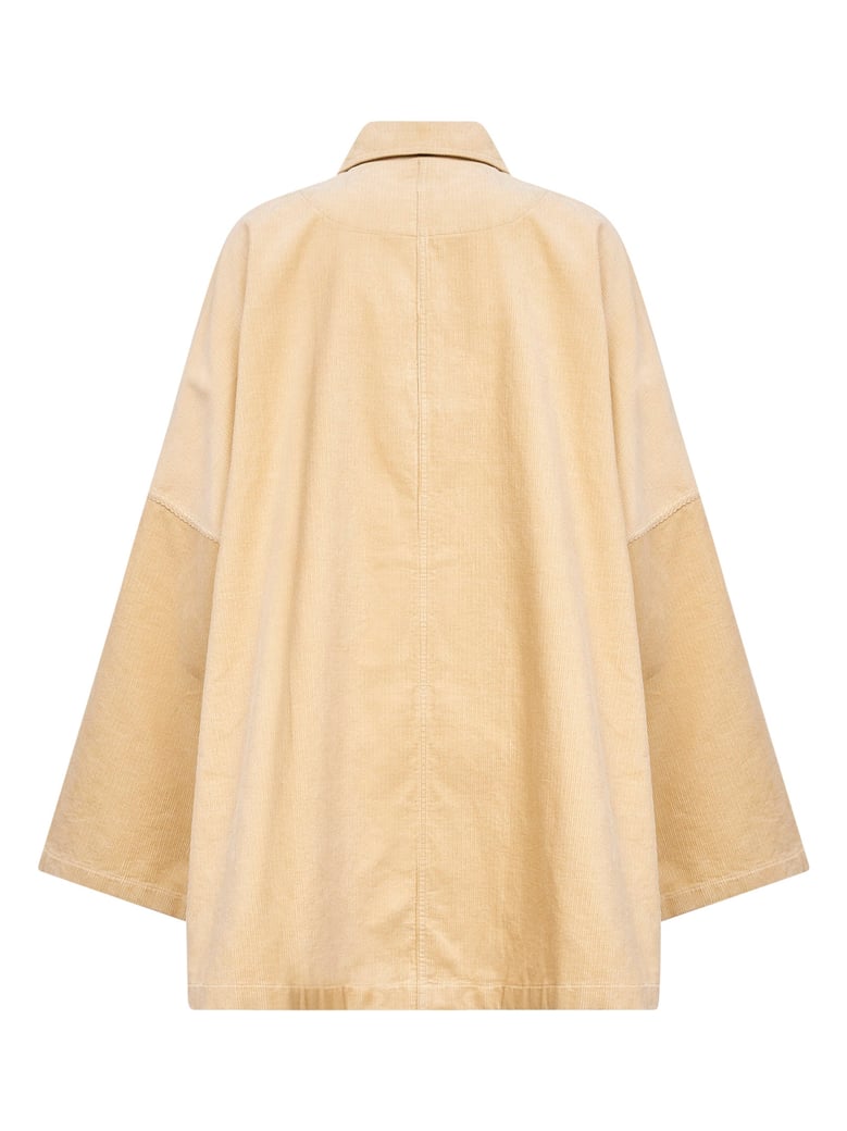 beige corduroy shirt jacket by Selfnex