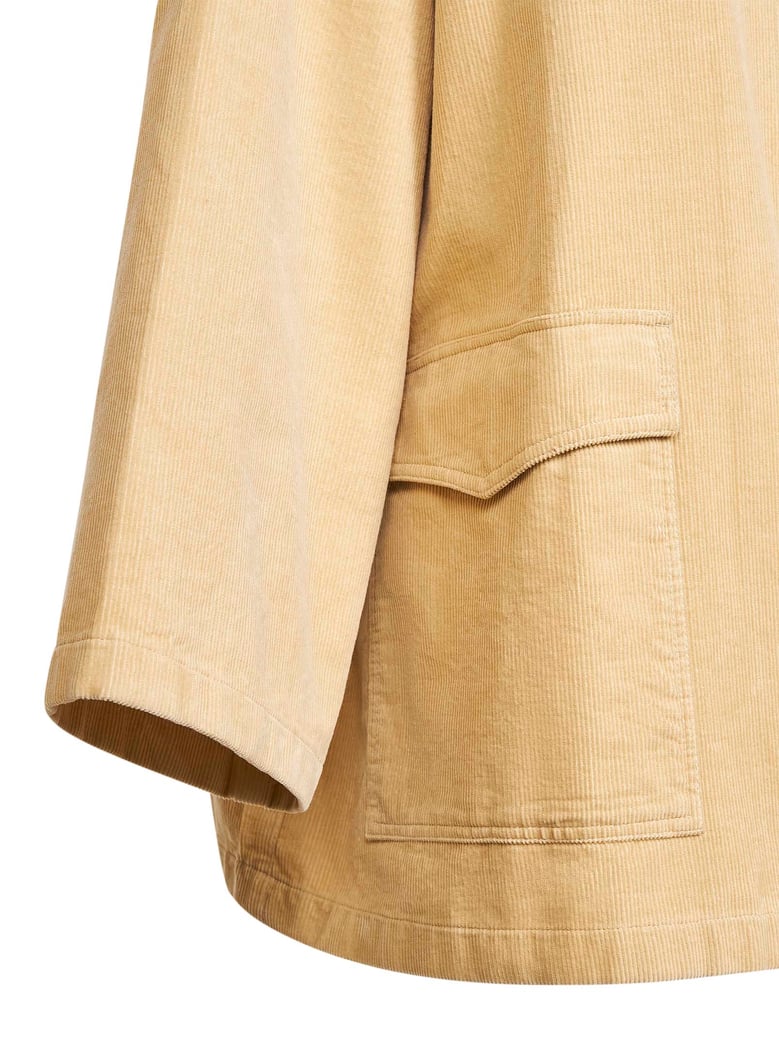 beige corduroy shirt jacket by Selfnex