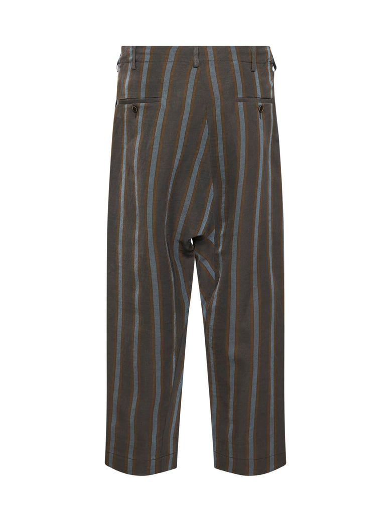 striped linen and viscose straight trousers by Selfnex