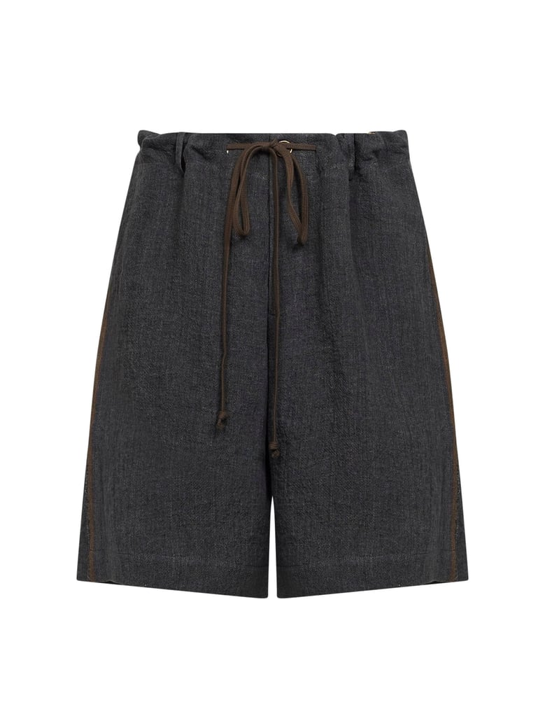 dark grey linen and cotton panther bermuda shorts by Selfnex