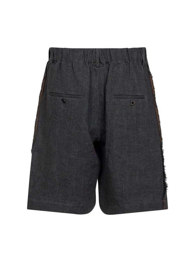 dark grey linen and cotton panther bermuda shorts by Selfnex