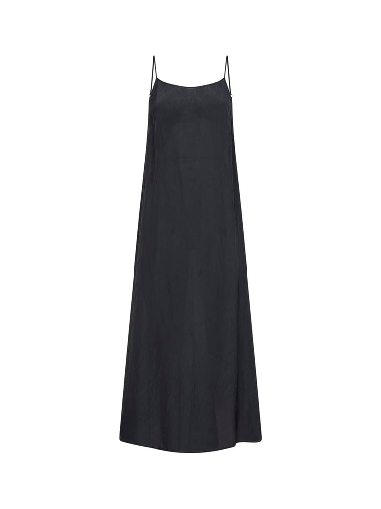 navy blue viscose anaya midi dress by Selfnex