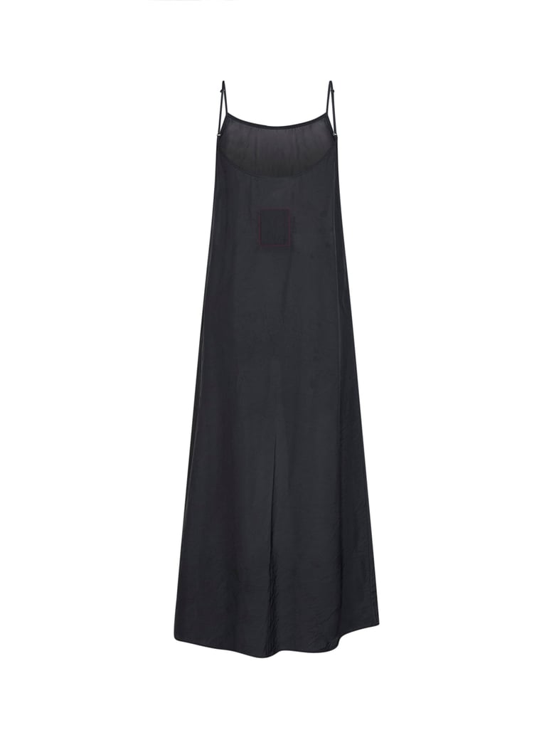 navy blue viscose anaya midi dress by Selfnex