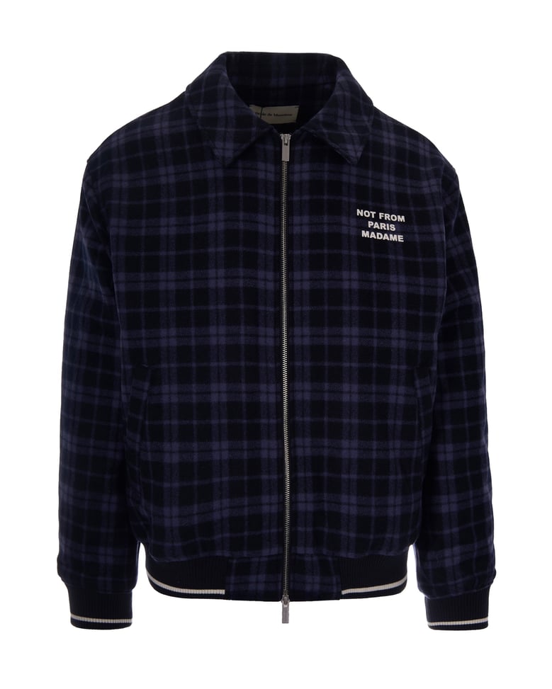 padded flannel jacket navy by Selfnex