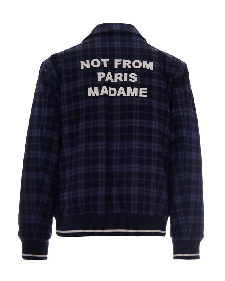 padded flannel jacket navy by Selfnex
