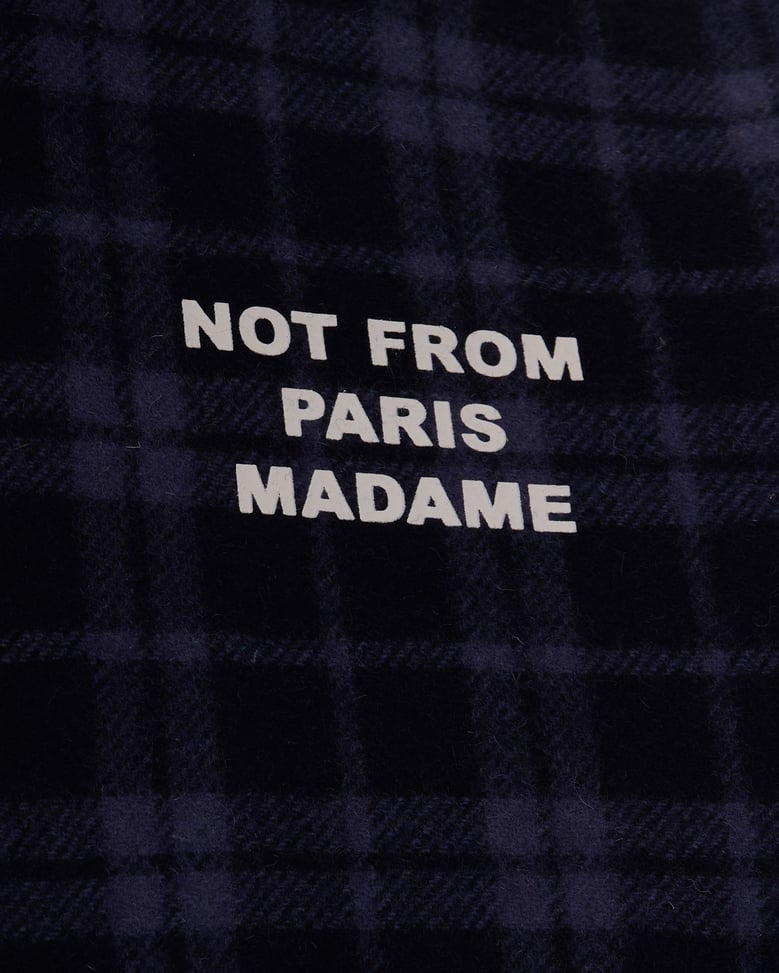padded flannel jacket navy by Selfnex