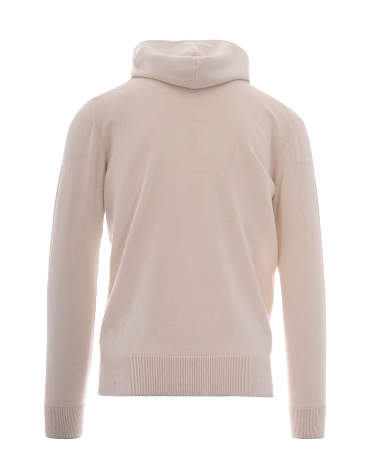 hooded cashmere full-zip sweater beige/light grey by Selfnex