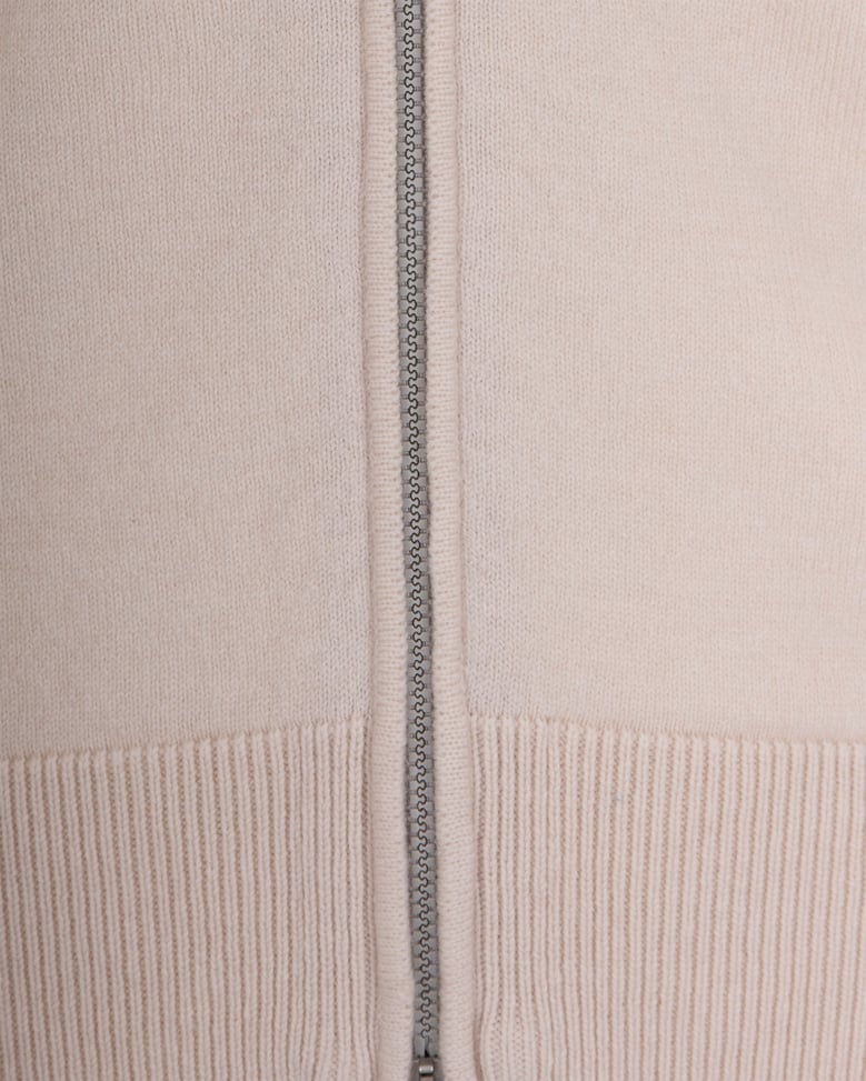 hooded cashmere full-zip sweater beige/light grey by Selfnex