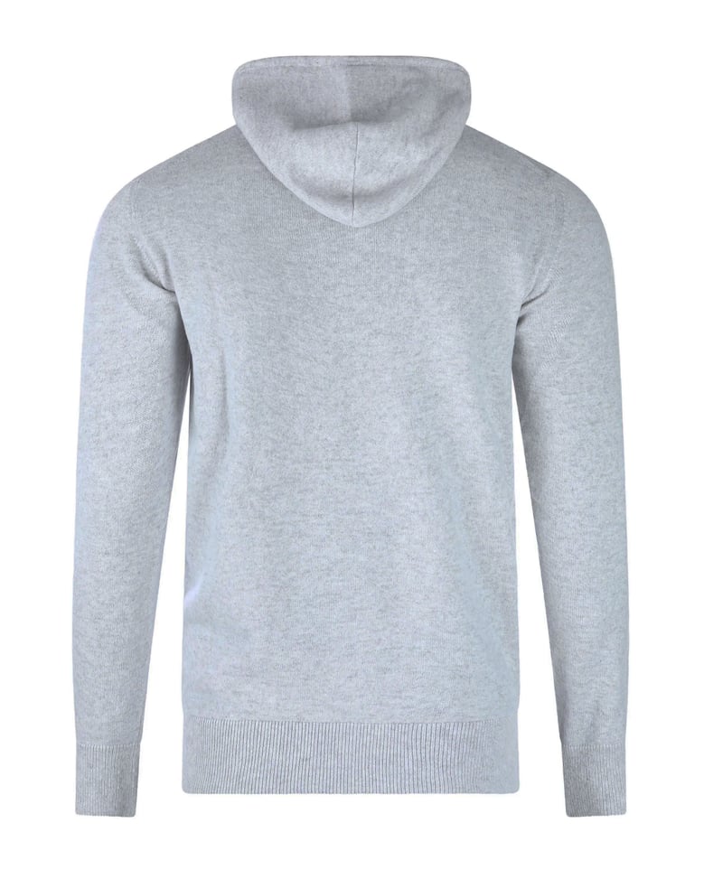 hooded sweater full-zip cashmere light grey/sand/white by Selfnex