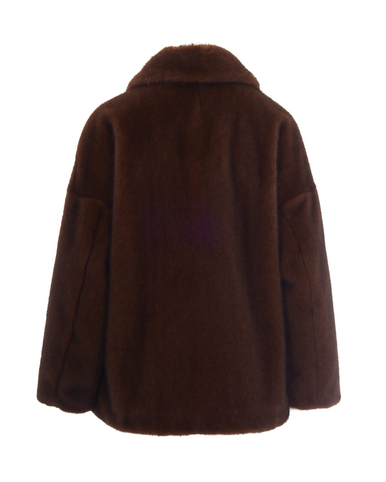 bomber jacket soft faux fur dark brown by Selfnex