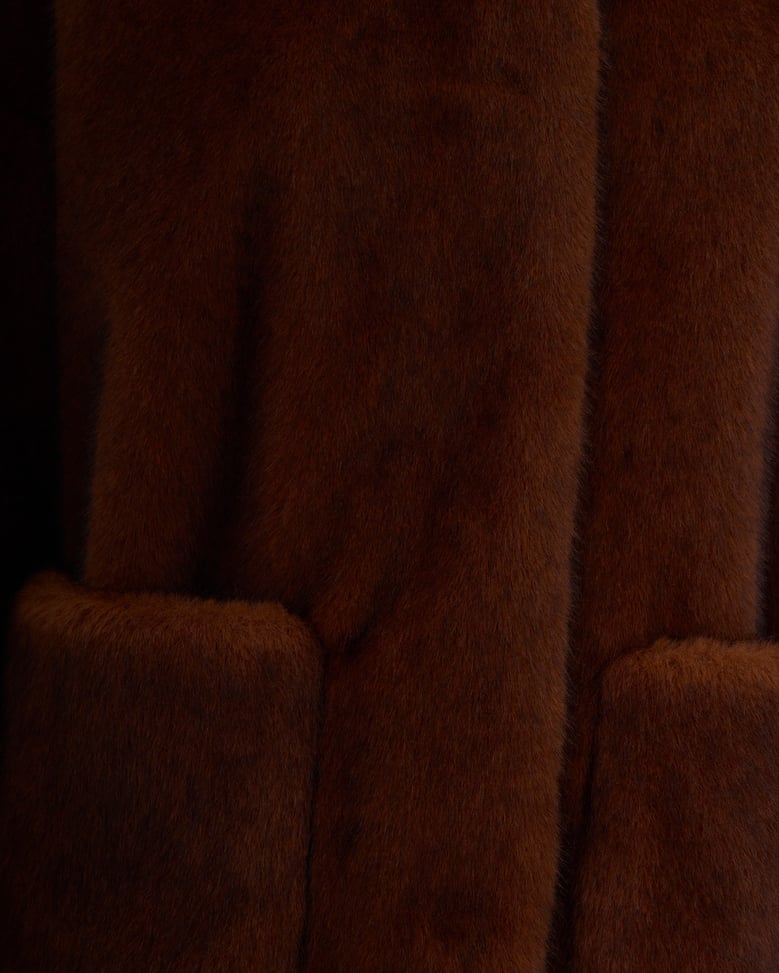 bomber jacket soft faux fur dark brown by Selfnex